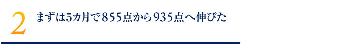 まずは５カ月で855点から935点へ伸びた